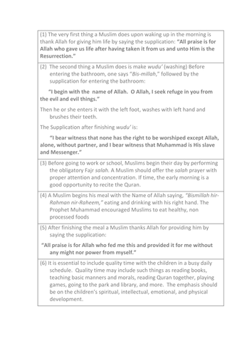 RE-What can be learned from the Muslim way of life?