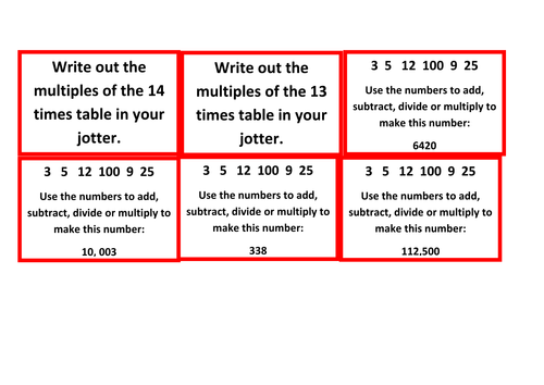ks2 Mental math early finisher task cards - 4 levels
