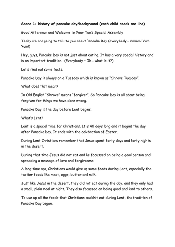 Pancake Day Class Assembly