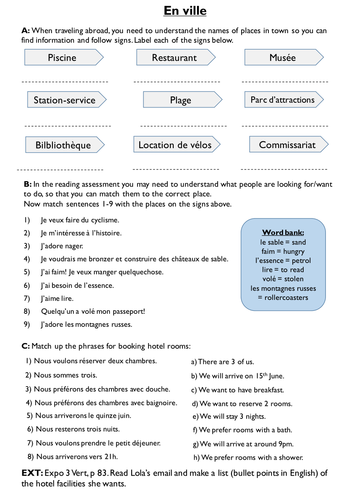 FCSE French Reading Revision (Holidays Set B)