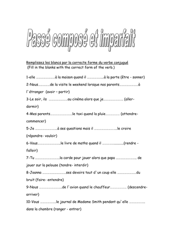 Imparfait Vs Passe Compose Worksheet With Answers Pdf Worksheetpedia 