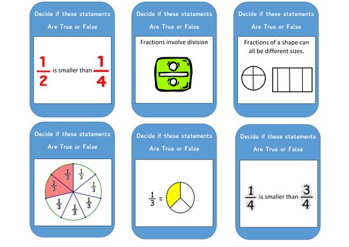 Fraction Statements True or False assassment | Teaching Resources