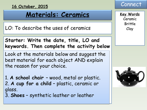 KS3 Ceramics, Polymers and Composites Lessons