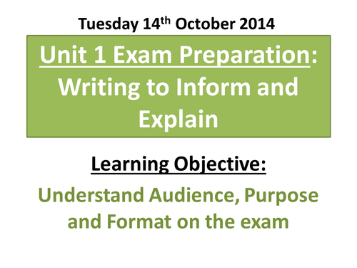 Writing to Inform and Explain