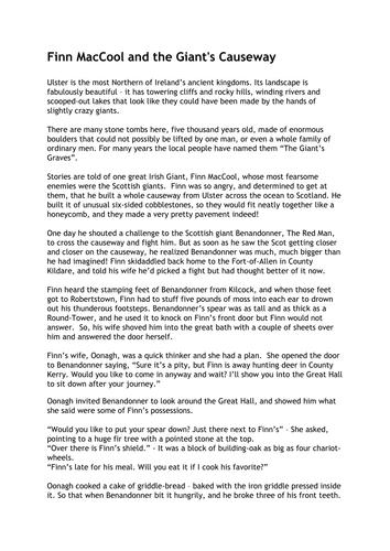 The Giant's Causeway - Legend of Finn MacCool