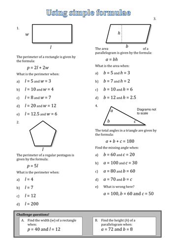 Substitute in simple formulae