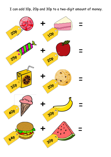 adding 10 30p to two digit amounts of money teaching