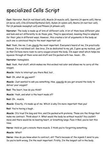 Specialized Cells Drama