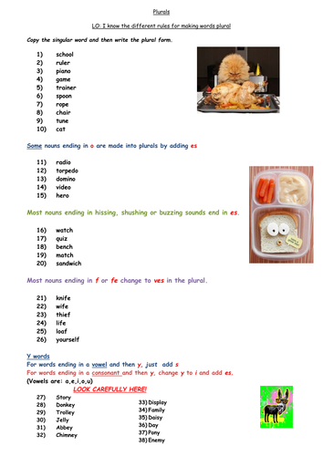 Plurals - spelling lesson