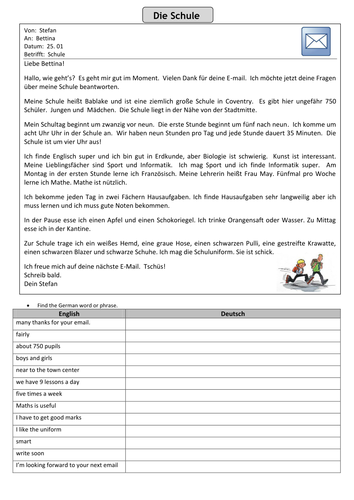 Die Schule reading