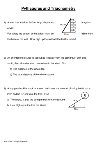 pythagoras and trigonometry problem solving questions