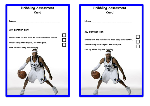 Basketball Dribbling Assessment Sheet