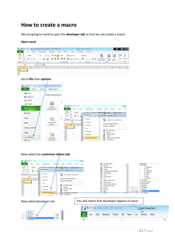 how to create a macro using excel and developer tab 2015 version