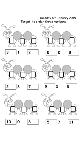 Ordering three numbers to 12,15 &20