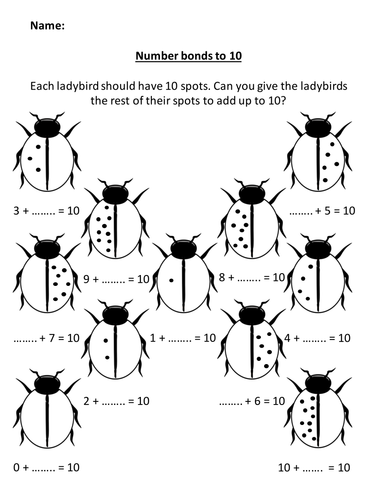 ladybird number bonds to 10 teaching resources