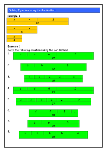 Solving Linear Equations using the Bar Method