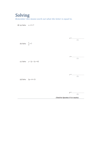 GCSE foundation algebra exam questions