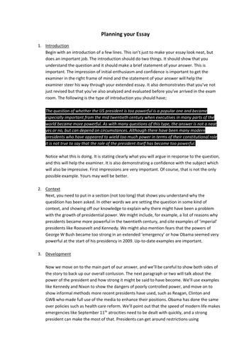 Exam Guidance - US Politics @ A2