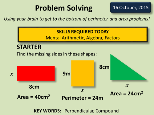 12 5 problem solving find the perimeter and area answer key