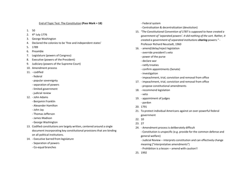 Constitution Topic - Fact Test