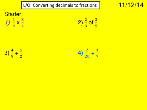 Fractions and Decimals | Teaching Resources