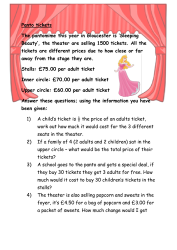 Pantomine Word Problems | Teaching Resources