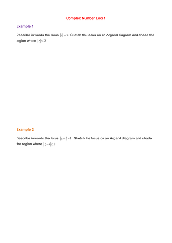 Loci in the Complex Plane Introduction