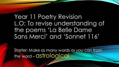 La Belle Dame Sans Merci & Sonnet 116