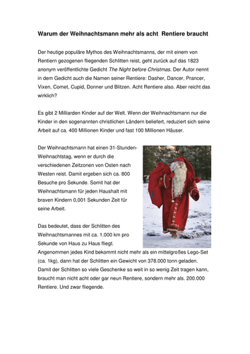 Warum der Weihnachtsmann mehr Rentiere braucht