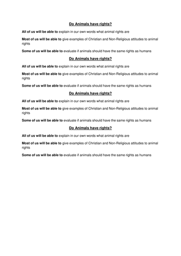 Animal Rights - Lesson 2 - Do animals have rights?