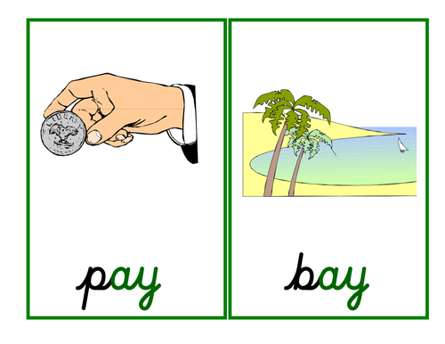 Phase 5: ay grapheme selection of cards, games, activities
