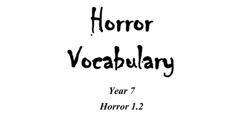 Horror Vocabulary Lesson Plan