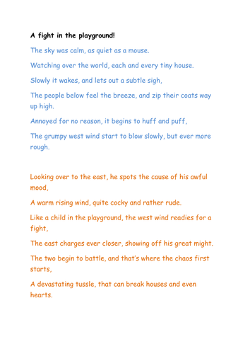Personification Poetry Examples Teaching Resources