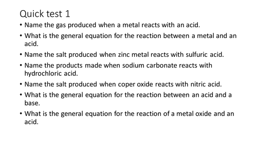 Chemical reactions revision