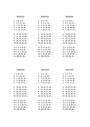 Generating terms of a sequence | Teaching Resources