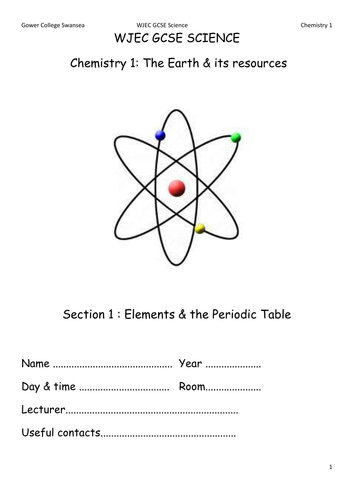 WJEC Science C1.1 elements and the periodic table