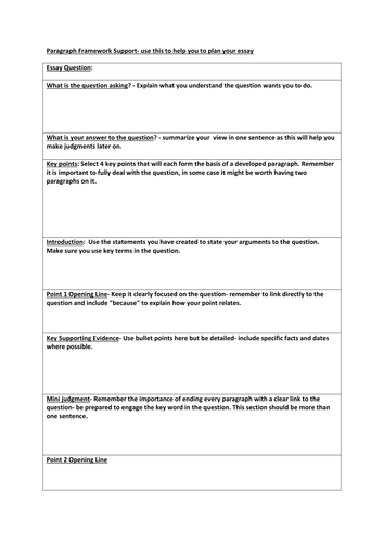 essay plan template