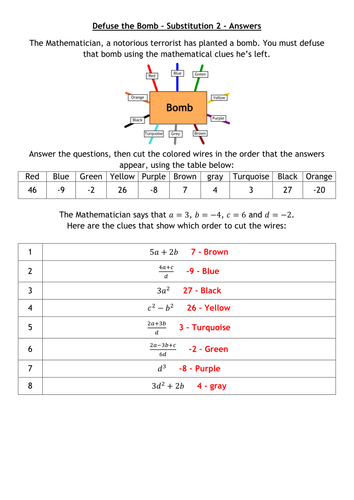 Defuse The Bomb - Substitution