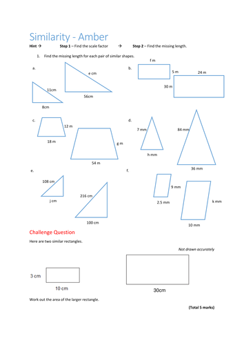 Similarity Finding The Missing Length Teaching Resources