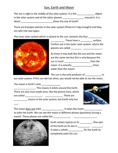 Kickstart Sun, Earth Moon topic (spaced learning)
