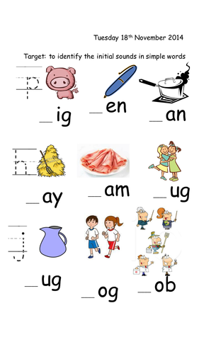 grade short worksheets u 1st sound initial sheet and P and CVC H worksheets by J,