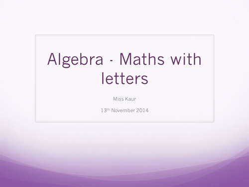 Introduction to algebra - Year 7