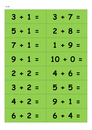 Addition and Subtraction differentiated cards