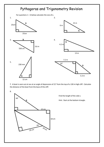 Pythag and Trig Revision and Thinking Skills | Teaching Resources