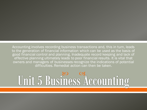 Business Accounting (Btec L3 Business)