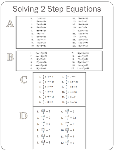 Solving 2 step equations by HolyheadSchool - UK Teaching Resources - TES