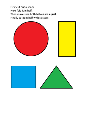 Colour in half of the shapes worksheet by ctomBFC - Teaching Resources ...