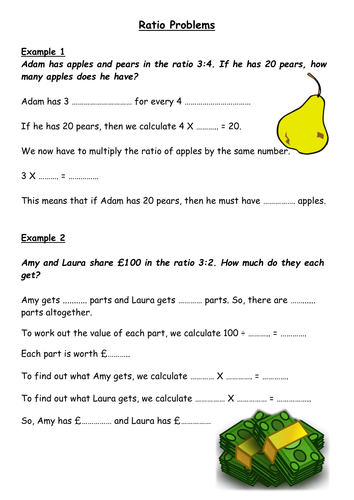 Ratio and proportion (fill in the gaps)