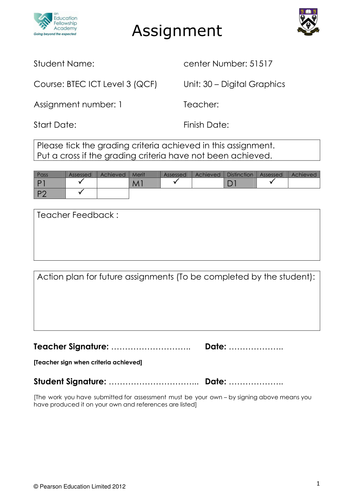BTEC ICT L3 Unit 30 Assignment briefs