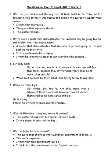 Twelfth Night SoW Part 2